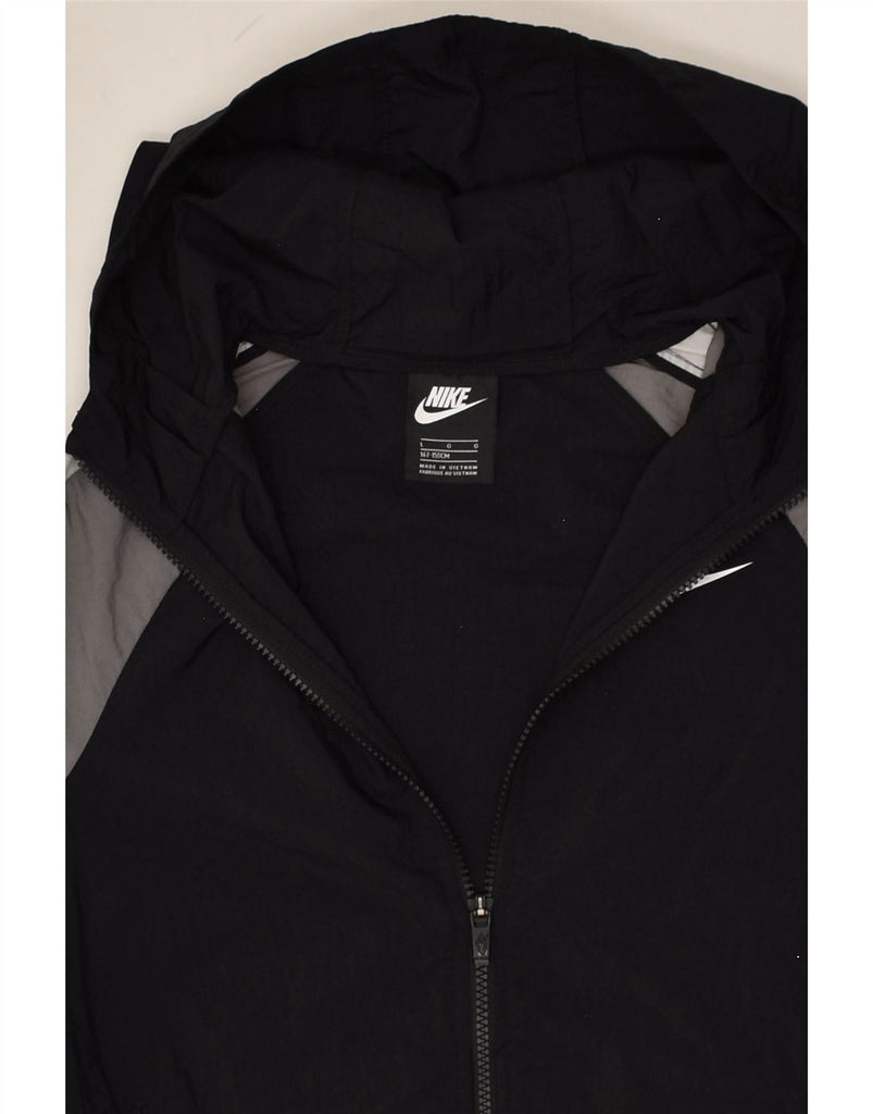 NIKE Boys Zip Hoodie Sweater 12-13 Years Large Black Colourblock Polyester | Vintage Nike | Thrift | Second-Hand Nike | Used Clothing | Messina Hembry 