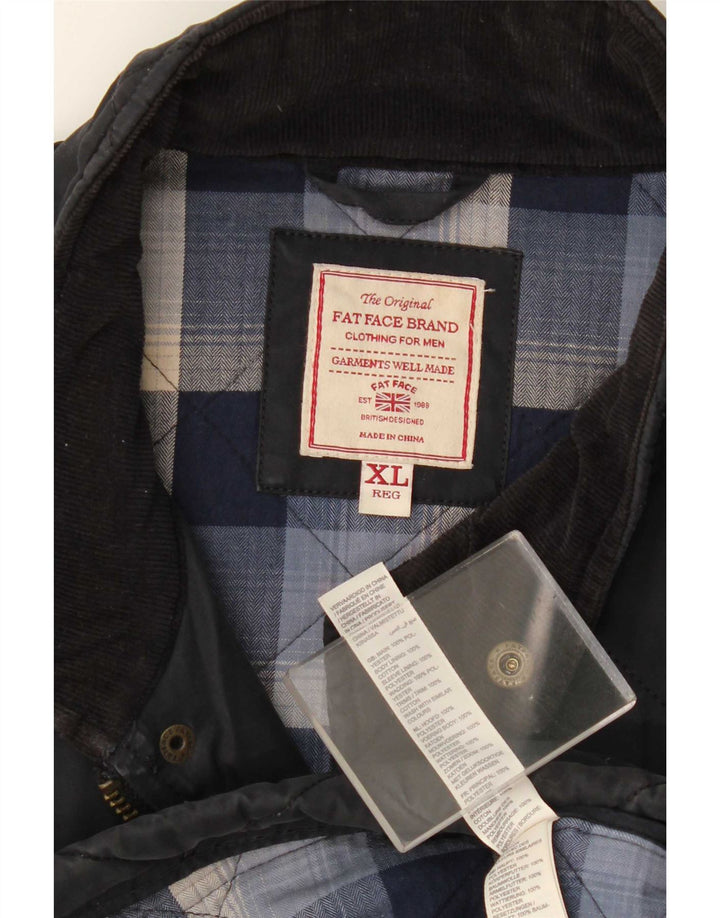 Fat Face Mens Quilted Jacket UK 42 XL Navy Blue Cotton