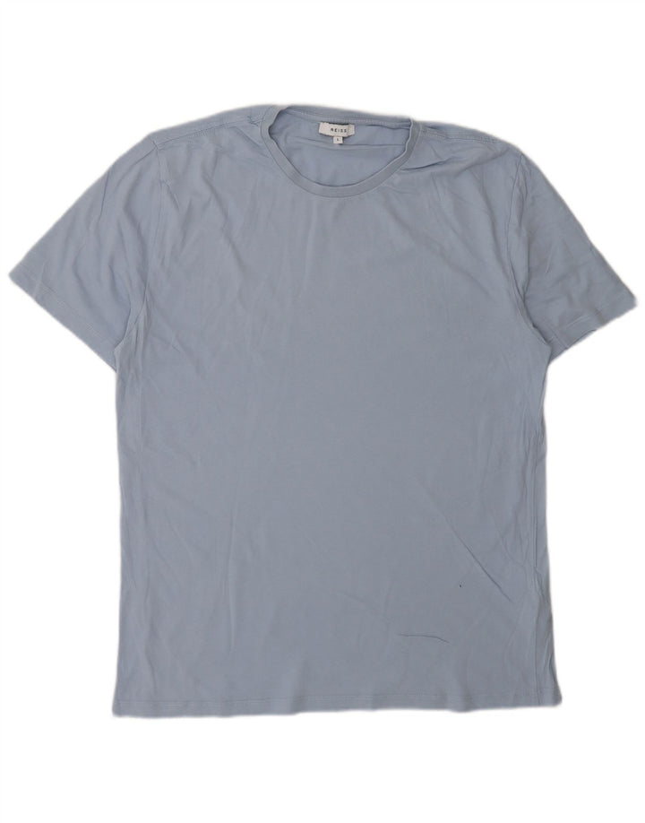 Reiss Mens T-Shirt Top Large Blue Cotton