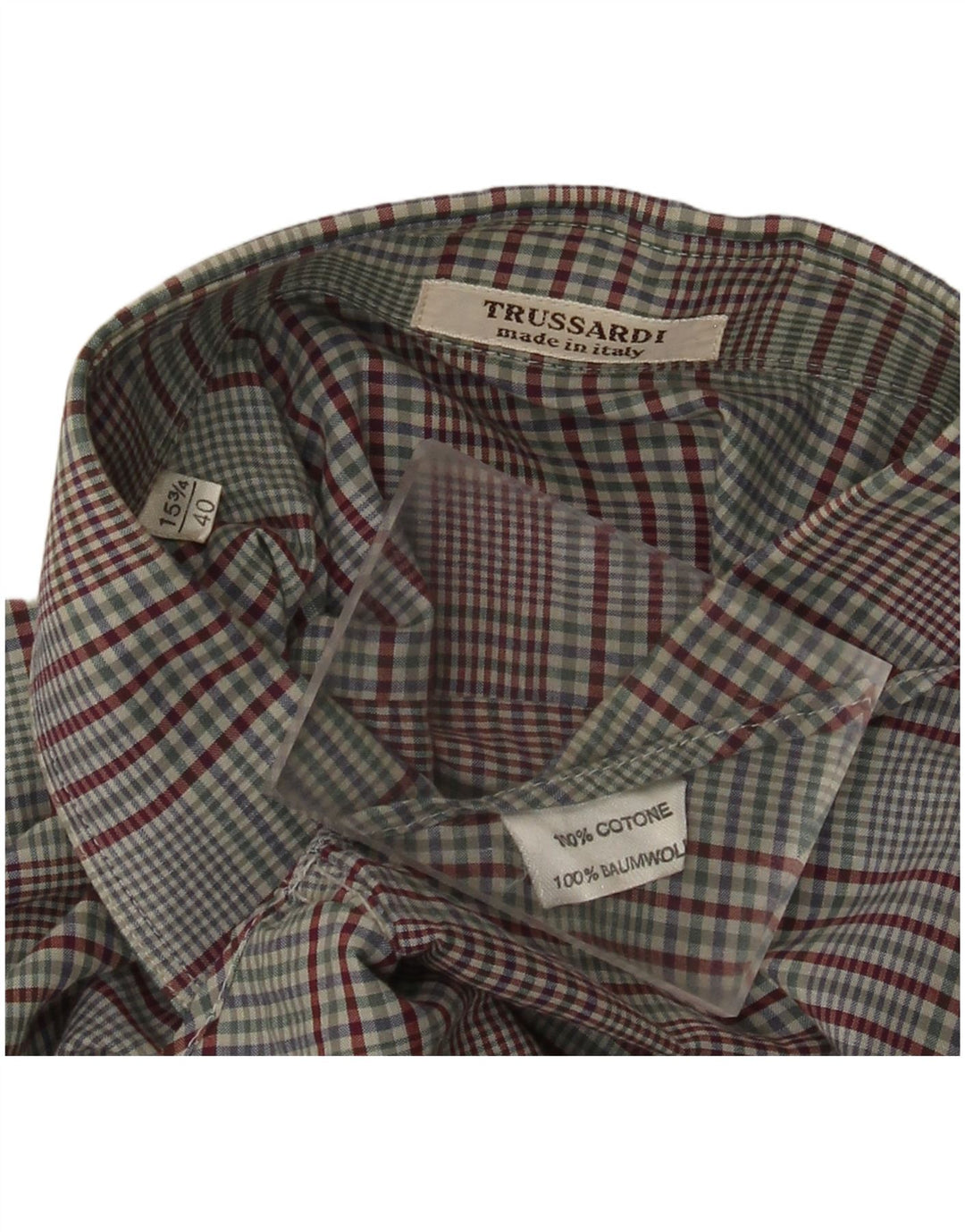 TRUSSARDI Mens Shirt Size 40 15 3/4 Medium Multicoloured Check Cotton