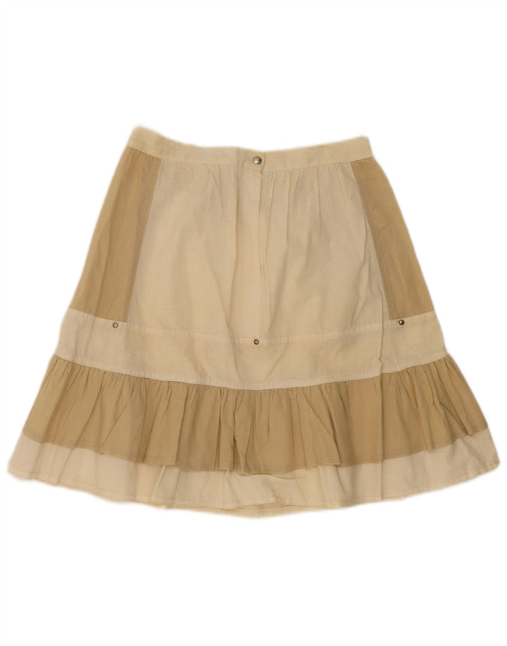 Vintage Womens A-Line Skirt W25 Small Beige Colourblock