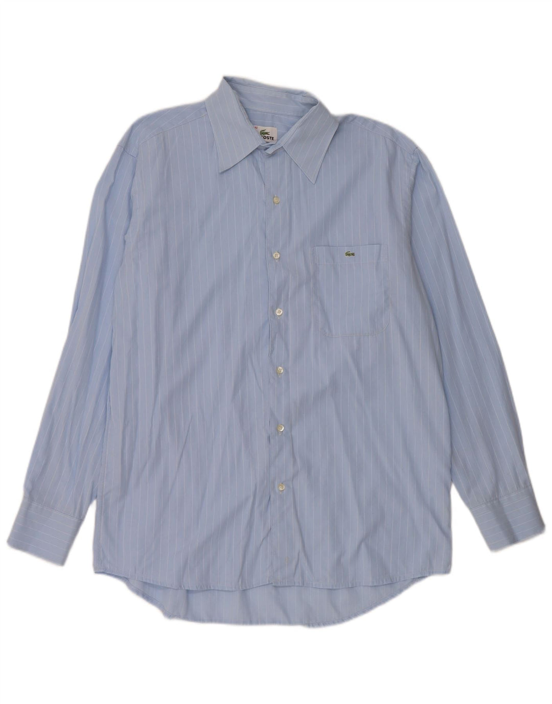 Lacoste Mens Shirt Size 42 Large Blue Pinstripe Cotton