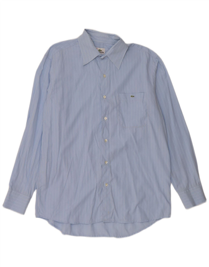 Lacoste Mens Shirt Size 42 Large Blue Pinstripe Cotton
