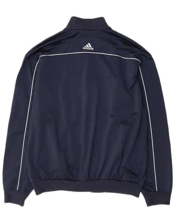 Adidas Mens Tracksuit Top Jacket UK 42/44 Large Navy Blue Colourblock