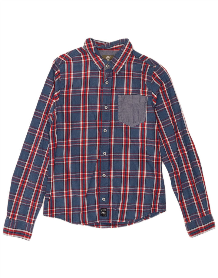 Timberland Boys Shirt 13-14 Years Small  Navy Blue Check Cotton
