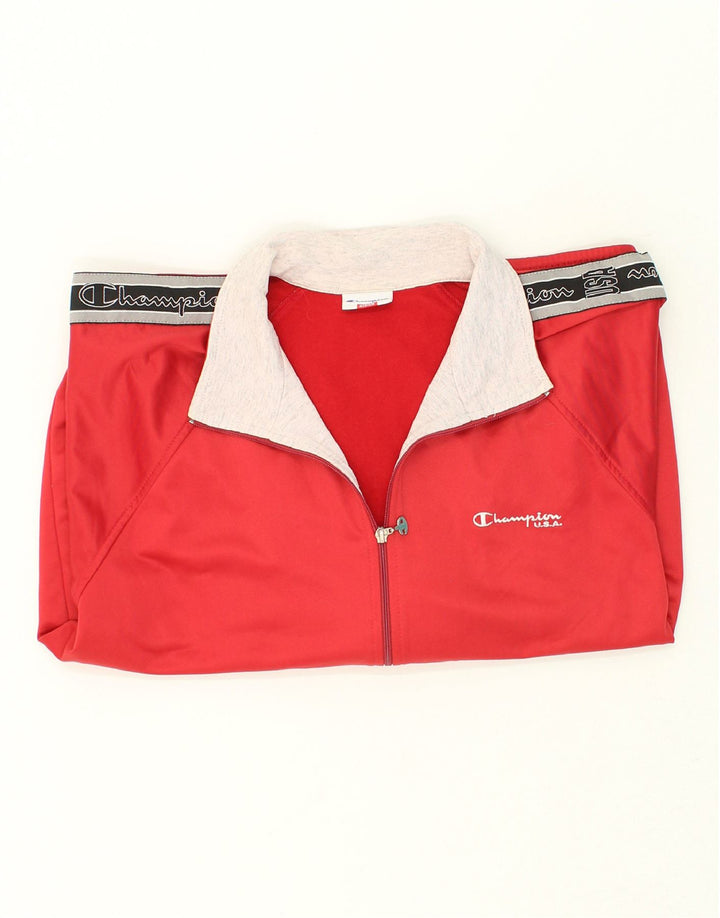CHAMPION Mens Vintage Tracksuit Top Jacket Medium Red Polyester Vintage Champion and Second-Hand Champion from Messina Hembry 