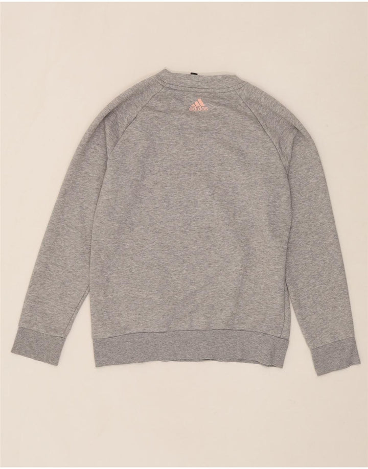 ADIDAS Womens Graphic Sweatshirt Jumper UK 12/14 Medium Grey Cotton Vintage Adidas and Second-Hand Adidas from Messina Hembry 