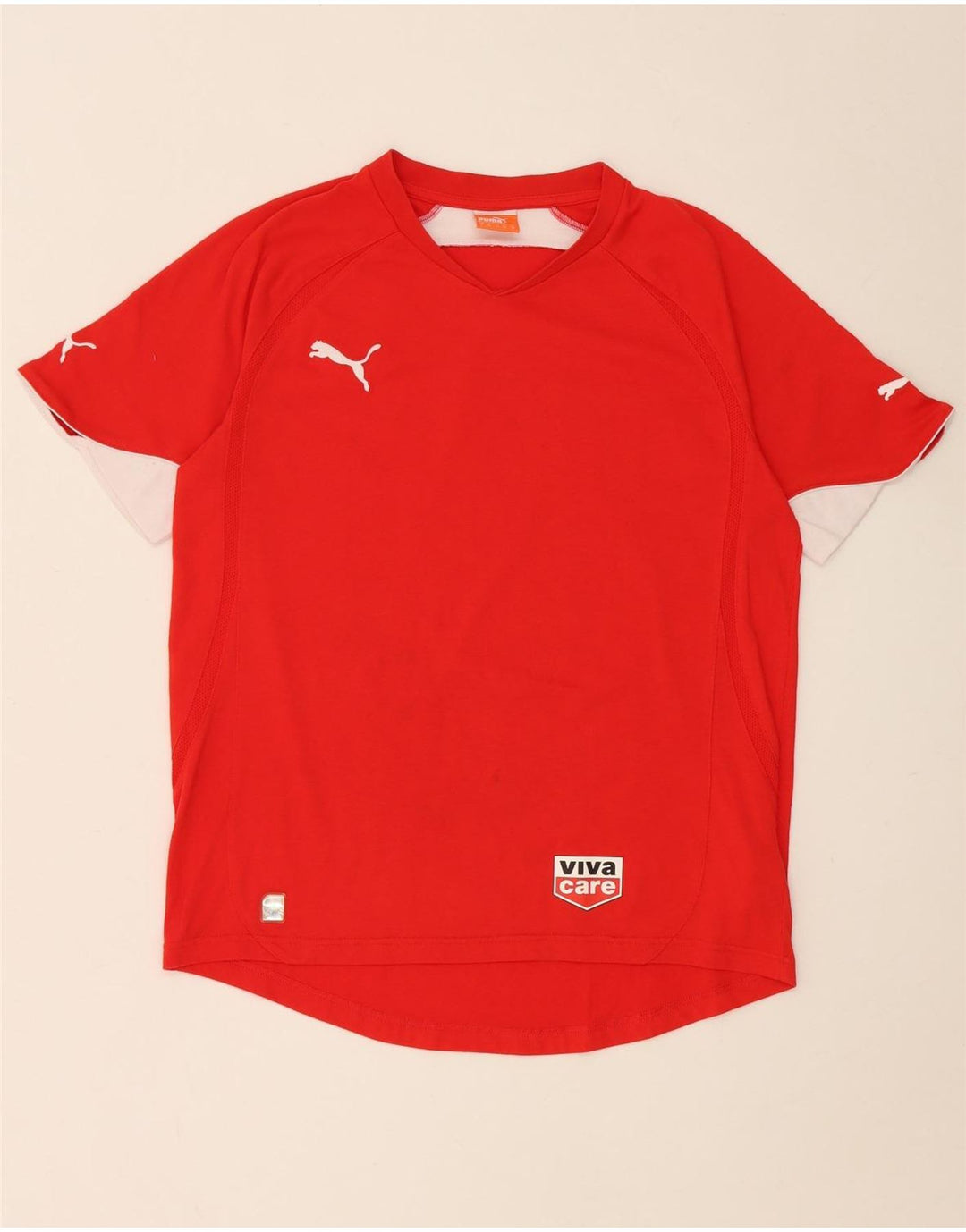 Puma Mens T-Shirt Top Medium Red Colourblock Polyester