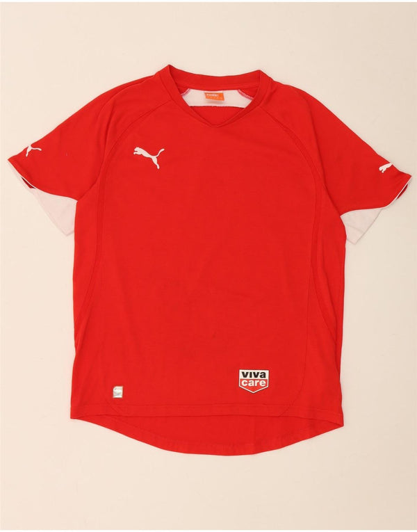Puma Mens T-Shirt Top Medium Red Colourblock Polyester