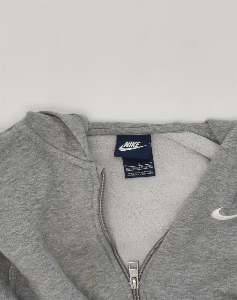 NIKE Boys Zip Hoodie Sweater 12-13 Years Large Grey Cotton | Vintage Nike | Thrift | Second-Hand Nike | Used Clothing | Messina Hembry 