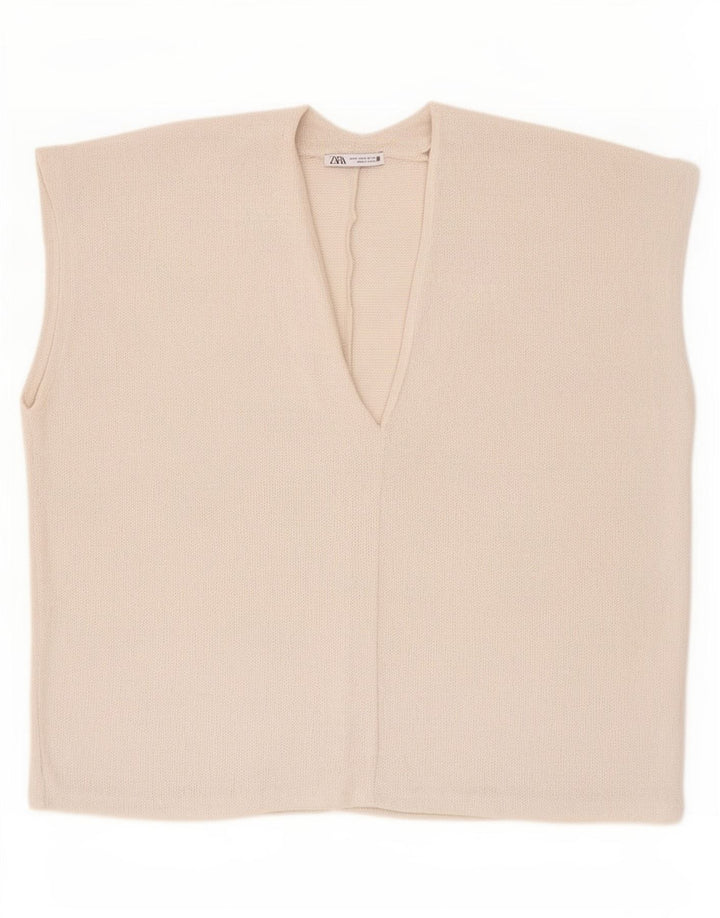 Zara Womens Oversized Blouse Top UK 14 Medium Beige Viscose