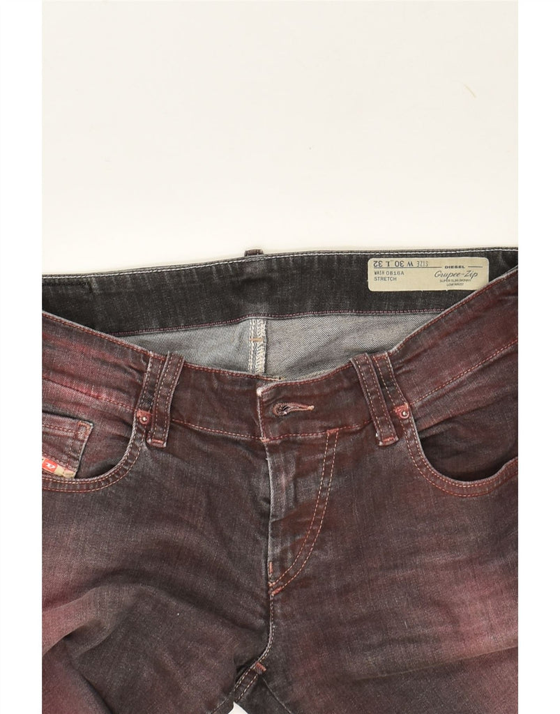 DIESEL Womens Grupee Super Skinny Jeans W30 L32  Maroon Tie Dye Cotton | Vintage Diesel | Thrift | Second-Hand Diesel | Used Clothing | Messina Hembry 