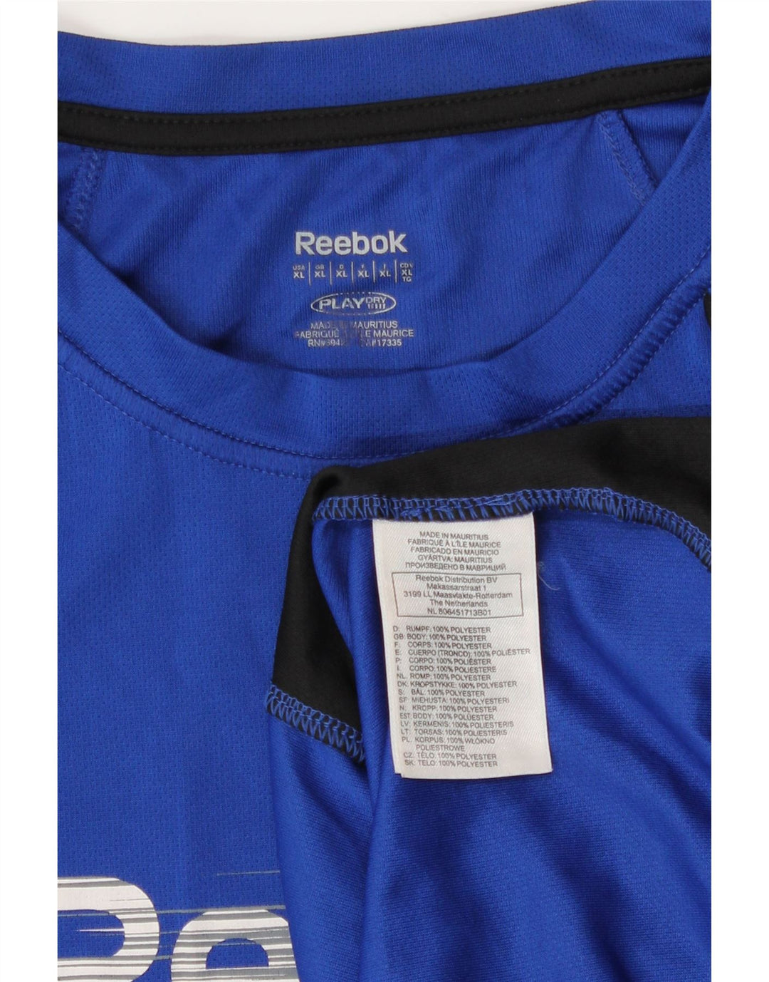 Reebok Mens Graphic T-Shirt Top XL Blue Colourblock Polyester