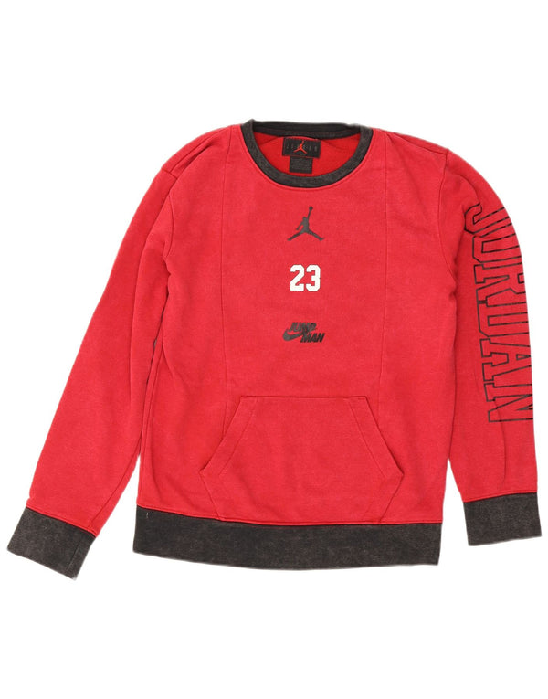 Jordan Boys Graphic Sweatshirt Jumper 12-13 Years Large Red Colourblock