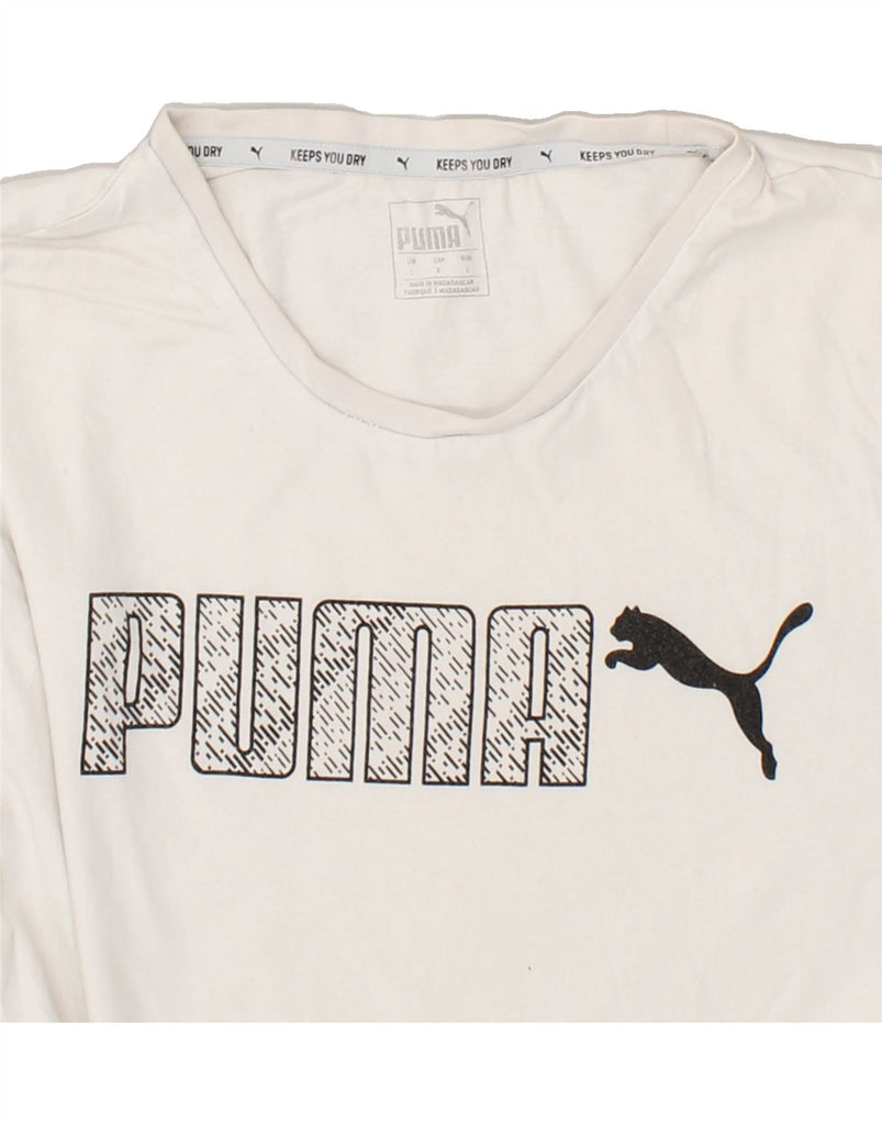 PUMA Mens Graphic T-Shirt Top Large White Cotton | Vintage Puma | Thrift | Second-Hand Puma | Used Clothing | Messina Hembry 