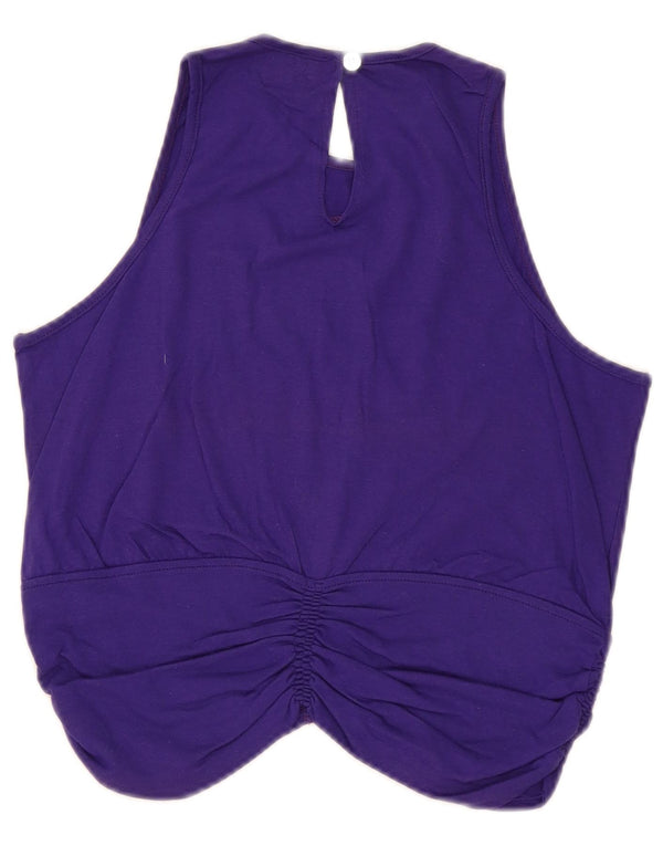 Vintage Womens Vest Blouse Top UK 12 Medium Purple Cotton