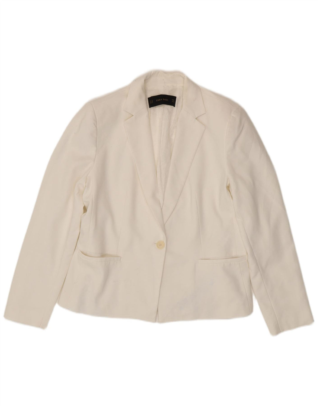 ZARA Womens 1 Button Blazer Jacket UK 18 XL White Polyester