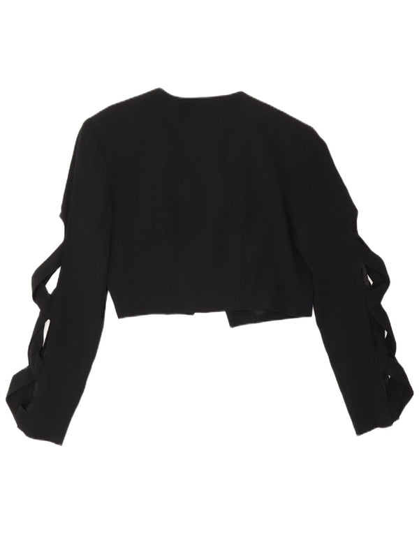 Vintage Womens Bolero Jacket IT 44 Medium Black Acetate