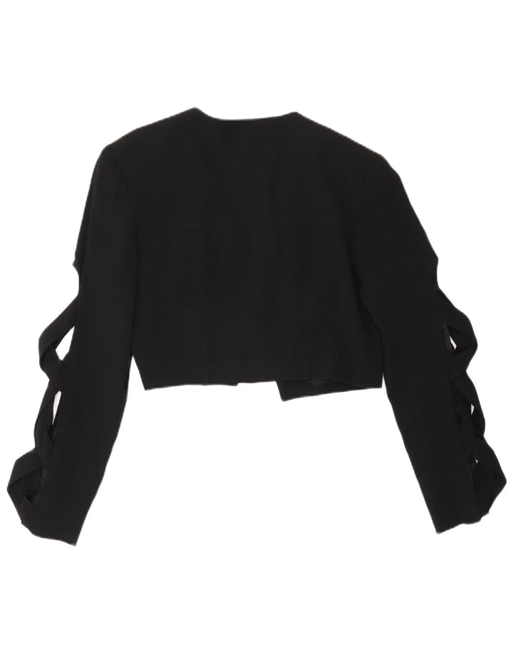 Vintage Womens Bolero Jacket IT 44 Medium Black Acetate