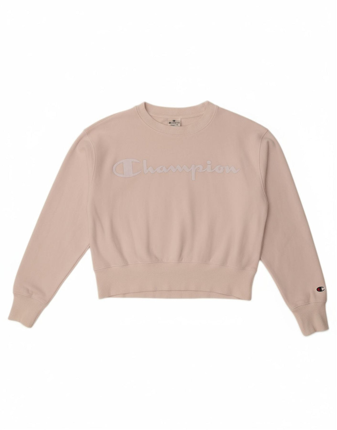 CHAMPION Womens Graphic Sweatshirt Jumper UK 14 Medium Off White Cotton