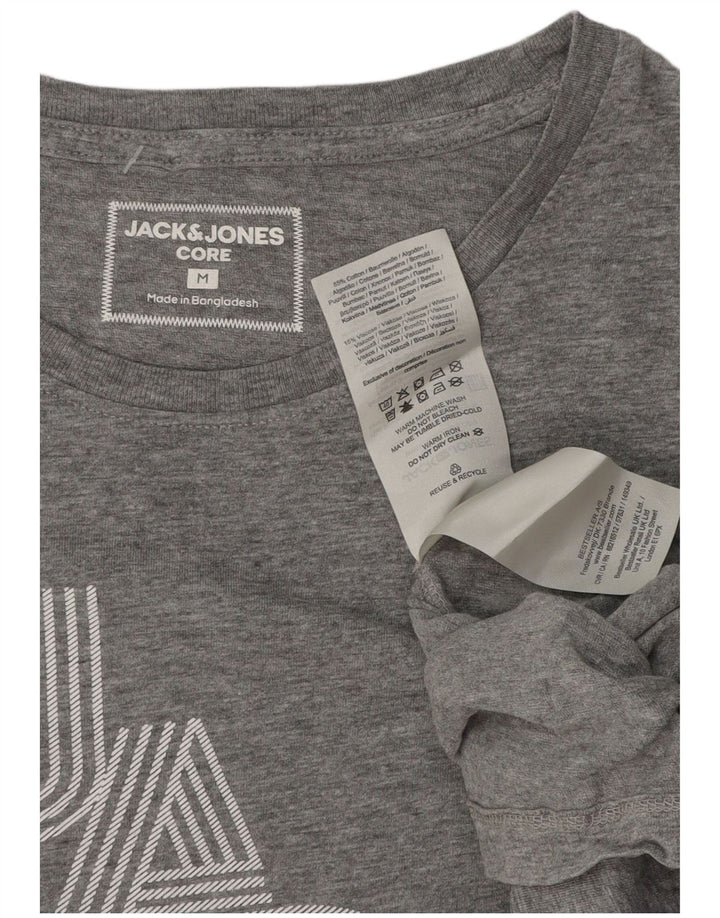 Jack & Jones Mens Graphic T-Shirt Top Medium Grey Flecked Cotton