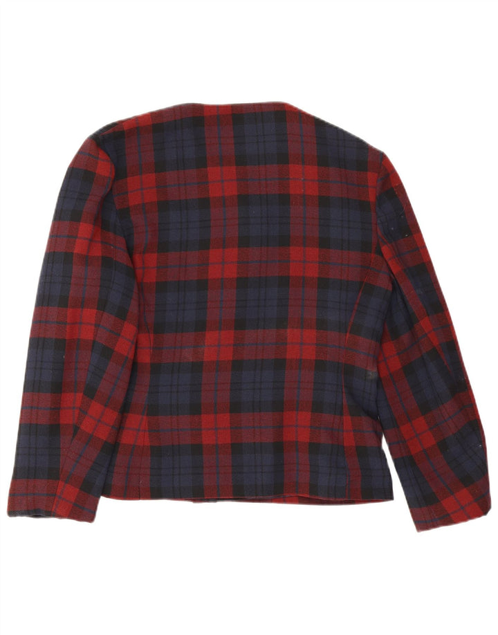 C & A Girls 4 Button Blazer Jacket 11-12 Years Red Check Polyester