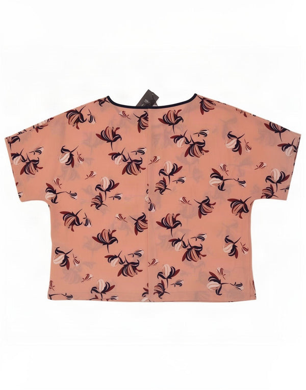 Marks & Spencer Womens Blouse Top UK 16 Large Pink Floral Polyester