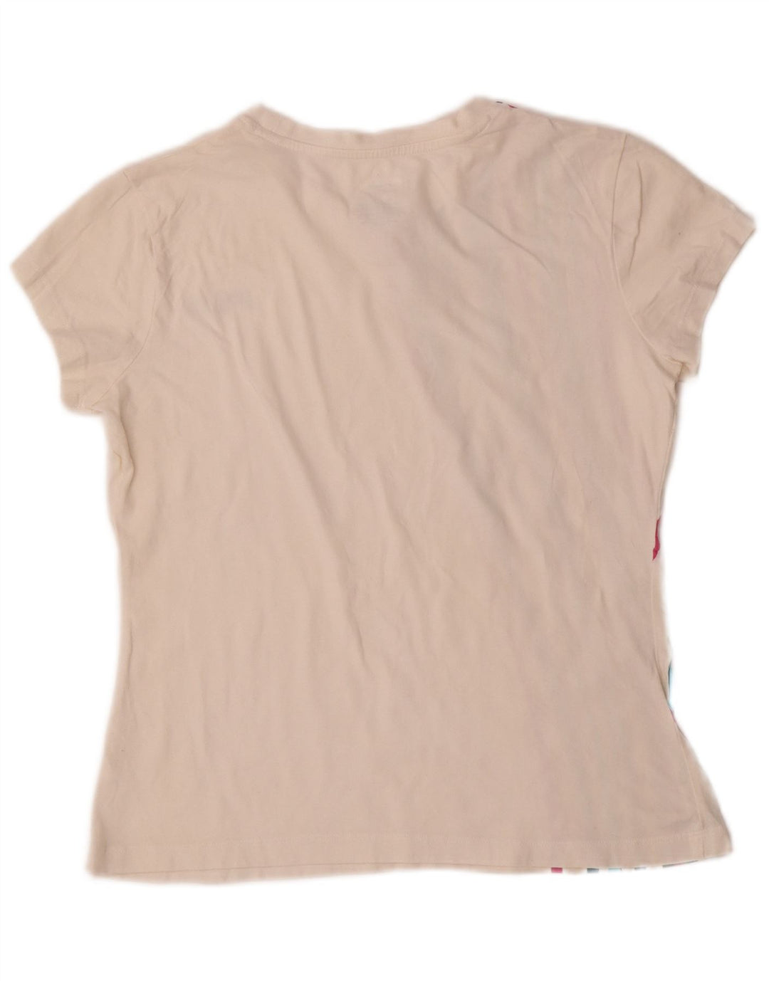 Fila Womens T-Shirt Top UK 14 Large Off White Striped Cotton