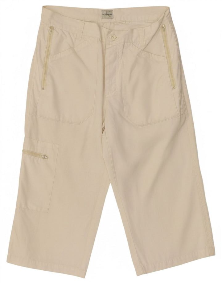 CALVIN KLEIN Womens Cargo Capri Trousers W32 L20 White