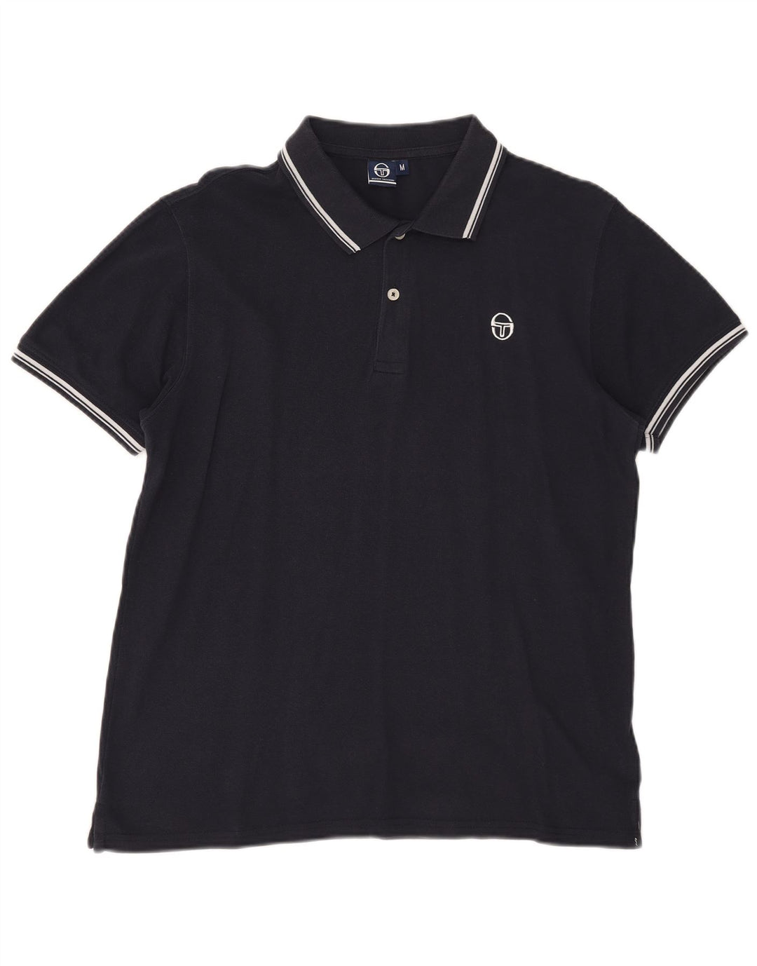 Sergio Tacchini Mens Polo Shirt Medium Navy Blue Cotton