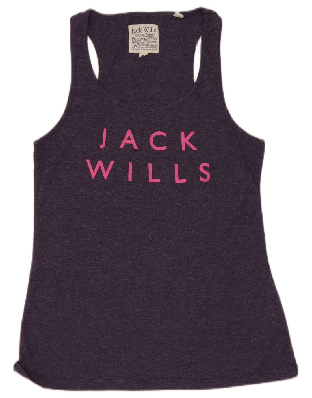 Jack Wills Womens Graphic Vest Top UK 14 Medium Navy Blue Cotton