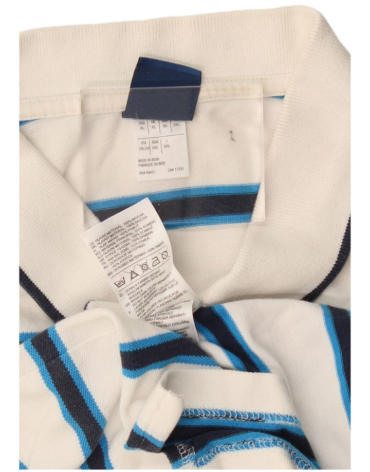 REEBOK Mens Polo Shirt XL White Striped Cotton