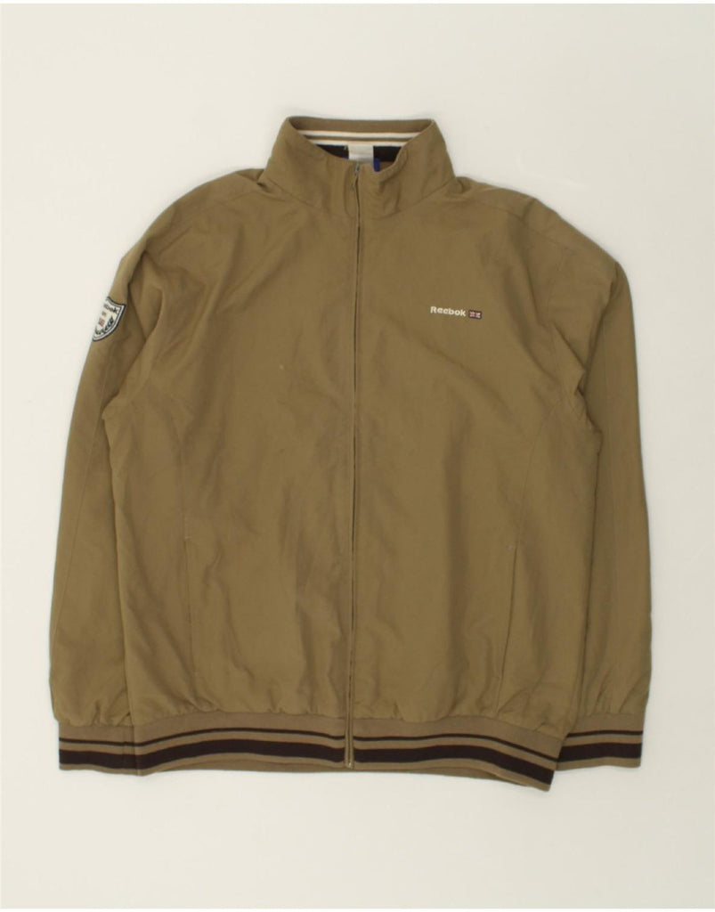 REEBOK Mens Bomber Jacket UK 40 Large Khaki Polyester | Vintage Reebok | Thrift | Second-Hand Reebok | Used Clothing | Messina Hembry 