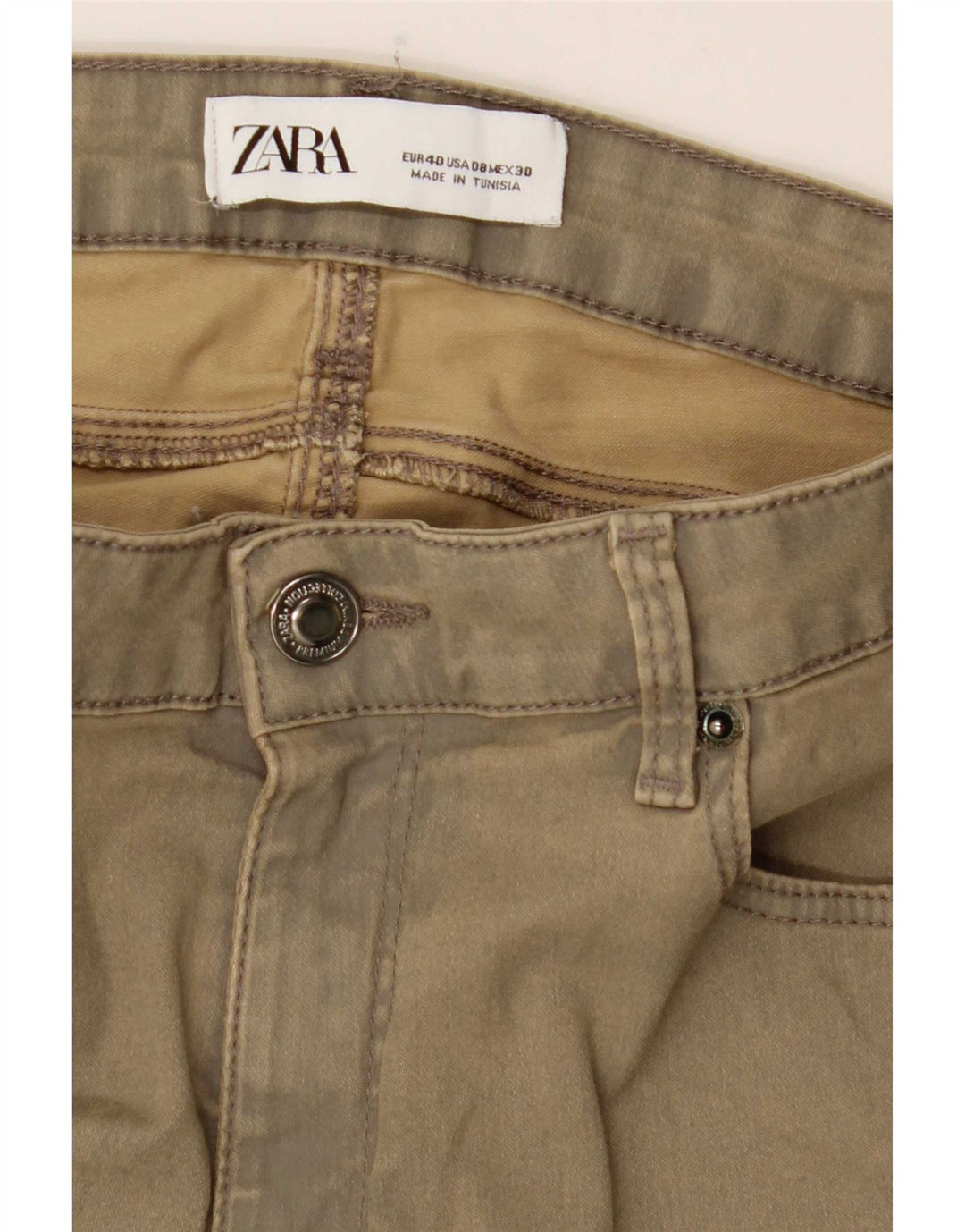 Zara Womens Slim Casual Trousers EU 40 Medium W30 L27 Khaki