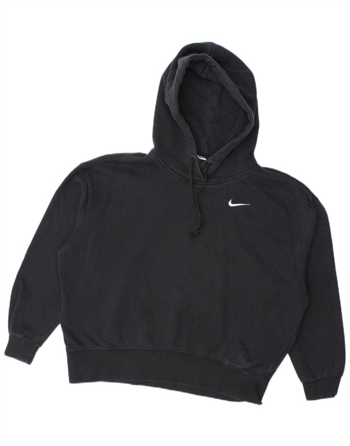 Nike Womens Oversized Hoodie Jumper UK 10 Small Black Cotton
