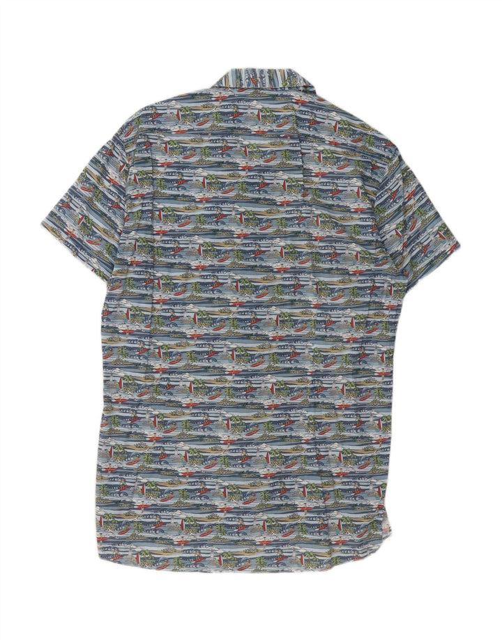 GUTTERIDGE Mens Shirt Size 15 1/2 39 Medium Blue Floral Hawaiian