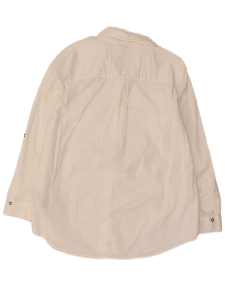 Massimo Dutti Womens Long Sleeve Shirt EU 44 XL White Cotton