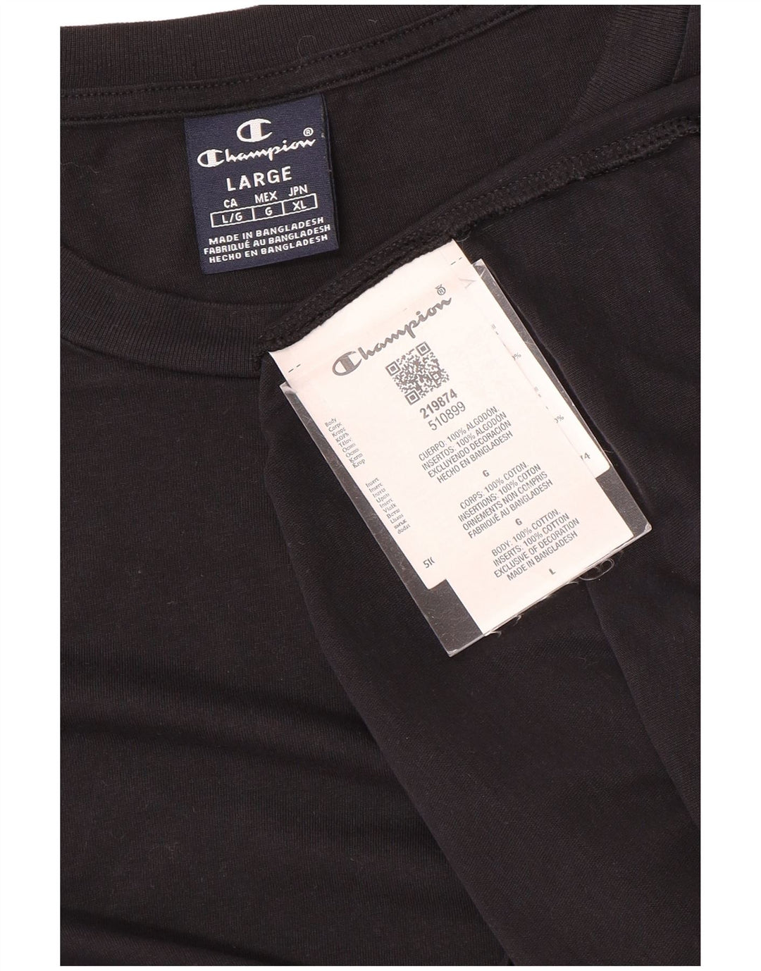 Champion Mens T-Shirt Top Large Black Cotton