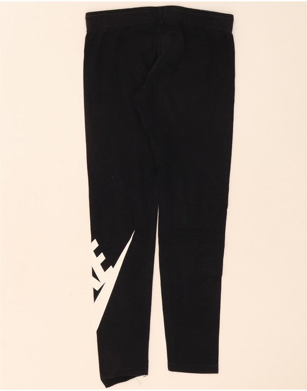 Nike Girls Graphic Leggings 10-11 Years Medium Black Cotton