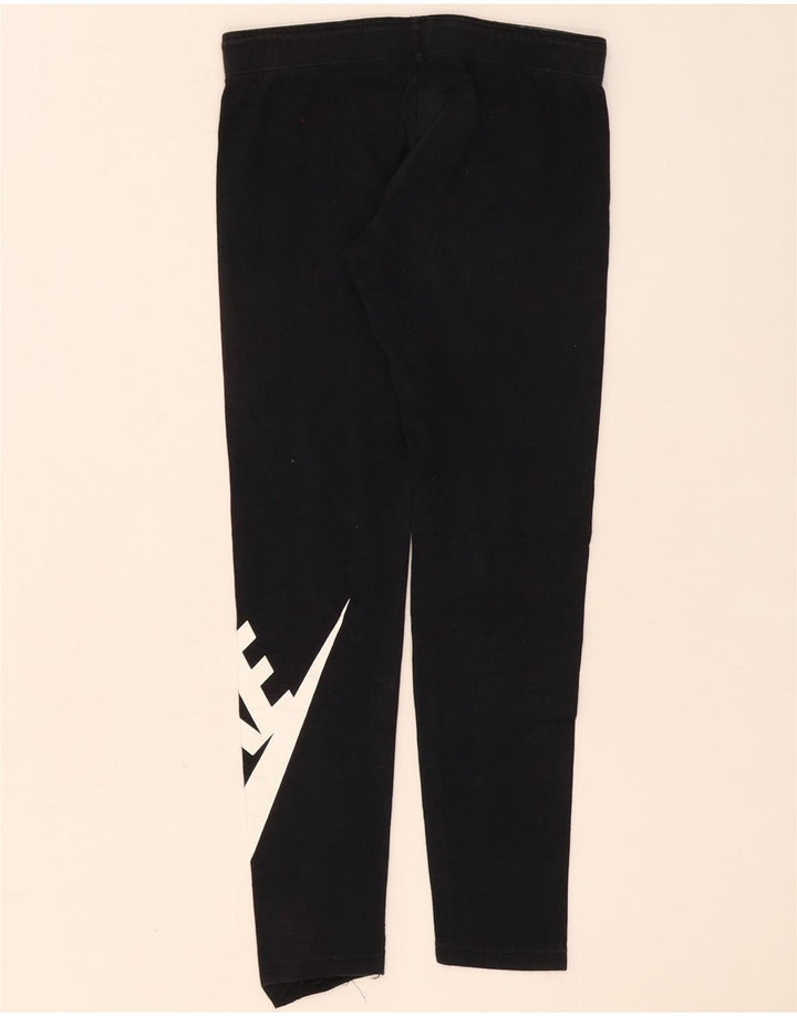 Nike Girls Graphic Leggings 10-11 Years Medium Black Cotton