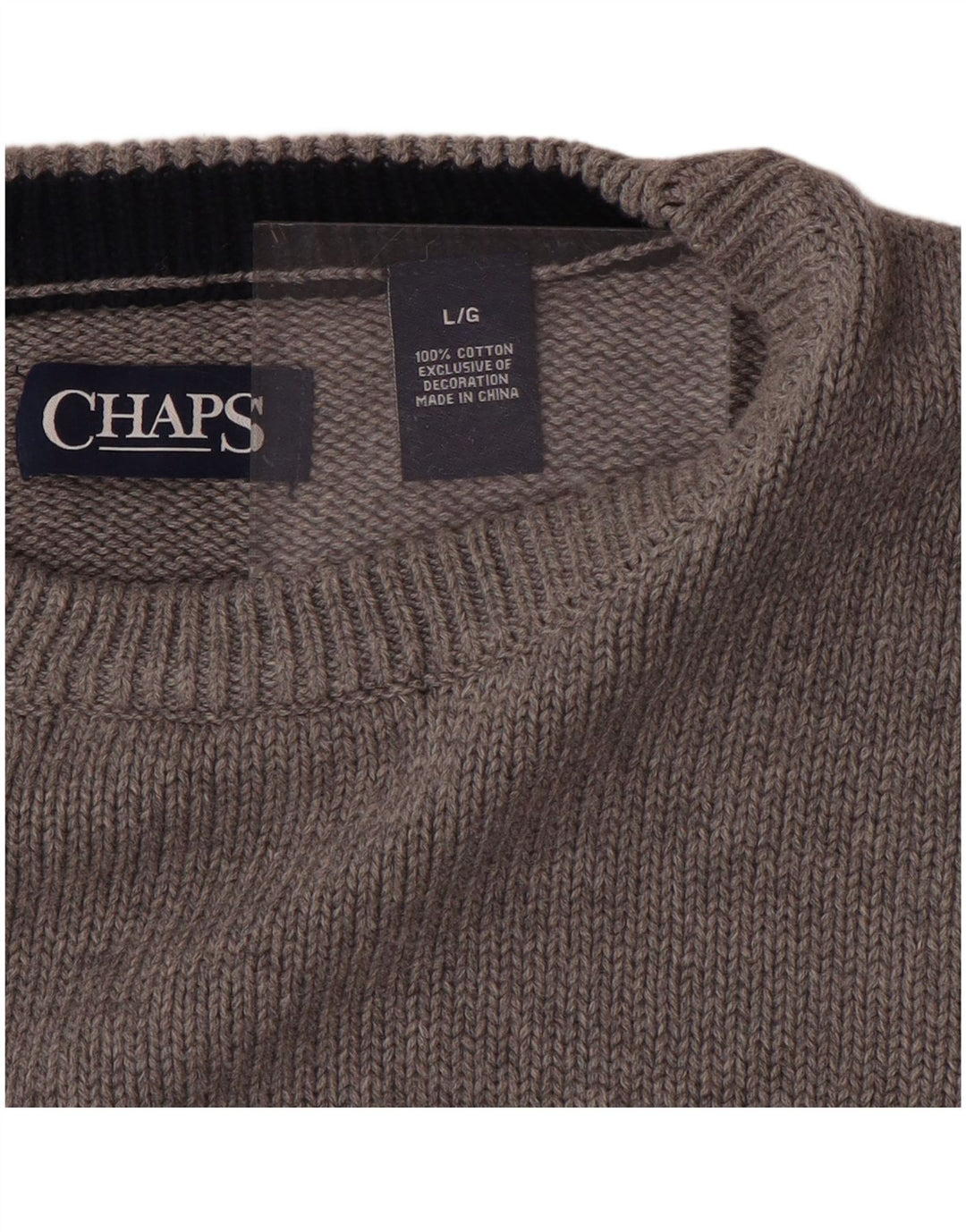 CHAPS Mens Crew Neck Jumper Sweater Large Grey Cotton