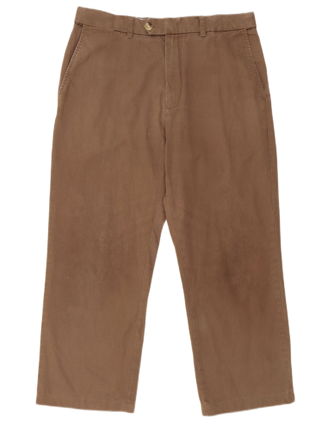 Marks & Spencer Mens Straight Suit Trousers W34 L26 Brown Cotton