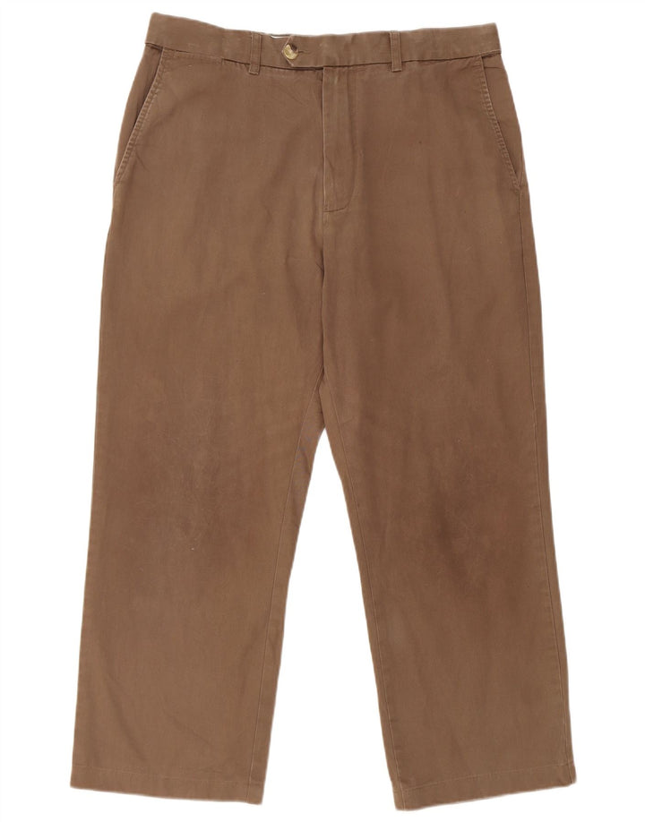 Marks & Spencer Mens Straight Suit Trousers W34 L26 Brown Cotton