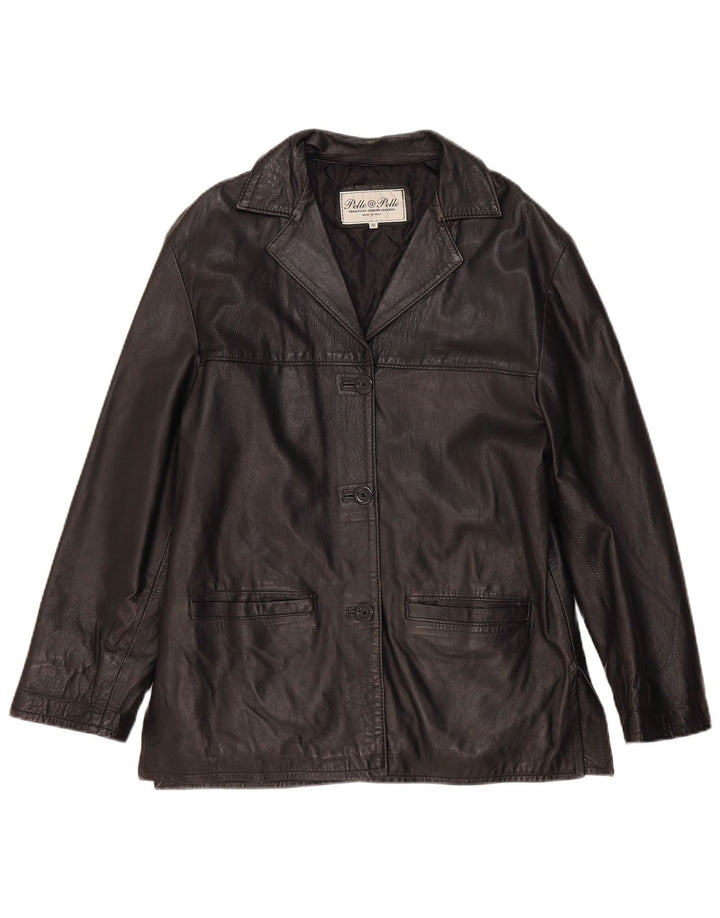 Vintage Womens Leather Jacket UK 14 Medium Black Leather