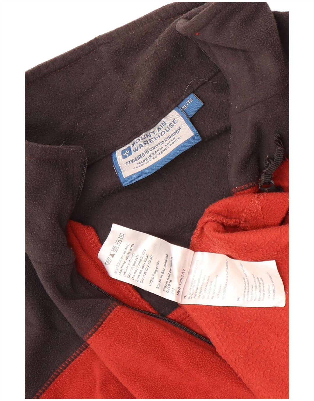 Mountain Warehouse Mens Zip Neck Fleece Jumper XL Red Colourblock Polyester