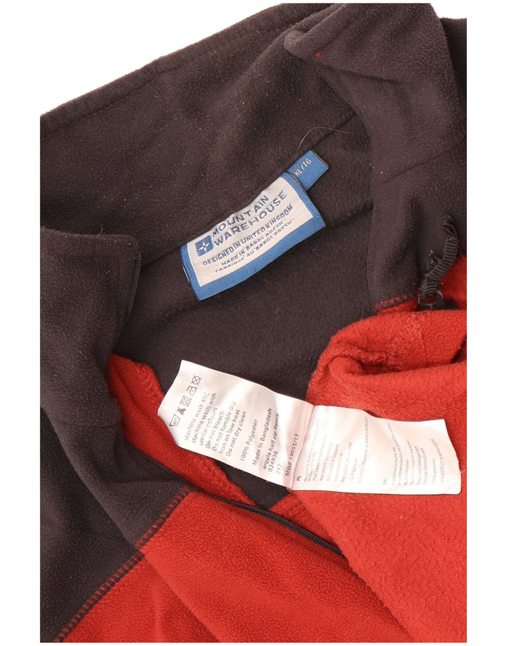 Mountain Warehouse Mens Zip Neck Fleece Jumper XL Red Colourblock Polyester