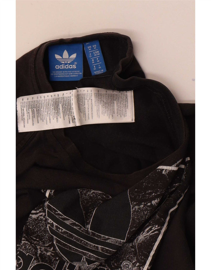 Adidas Mens Graphic T-Shirt Top Medium Black Cotton