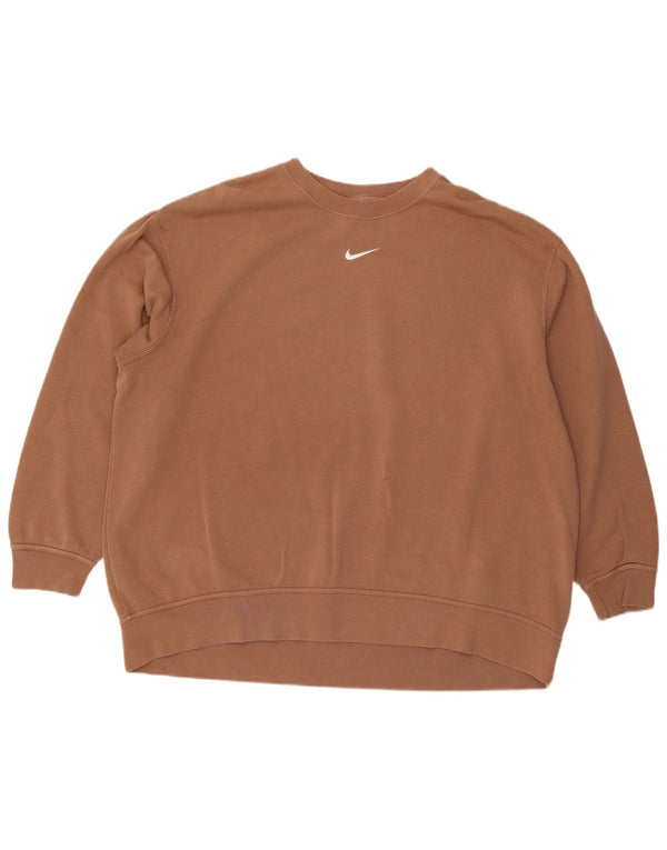 NIKE Womens Oversized Sweatshirt Jumper UK 20 2XL Brown Cotton