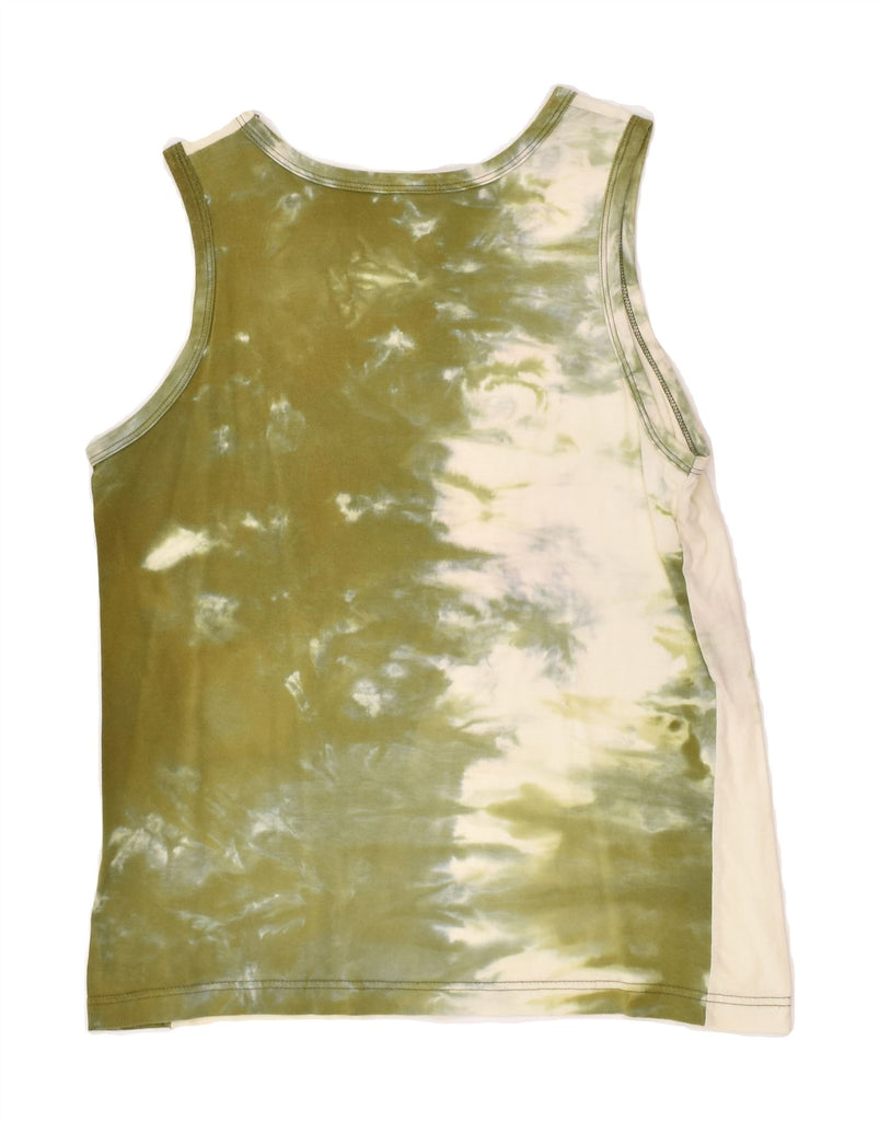 INVICTA Womens Vest Top UK 14 Medium Beige Tie Dye Cotton | Vintage Invicta | Thrift | Second-Hand Invicta | Used Clothing | Messina Hembry 