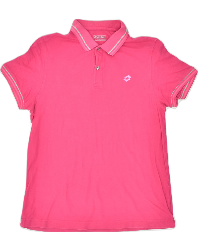 LOTTO Womens Polo Shirt UK 14 Large Pink Cotton | Vintage | Thrift | Second-Hand | Used Clothing | Messina Hembry 